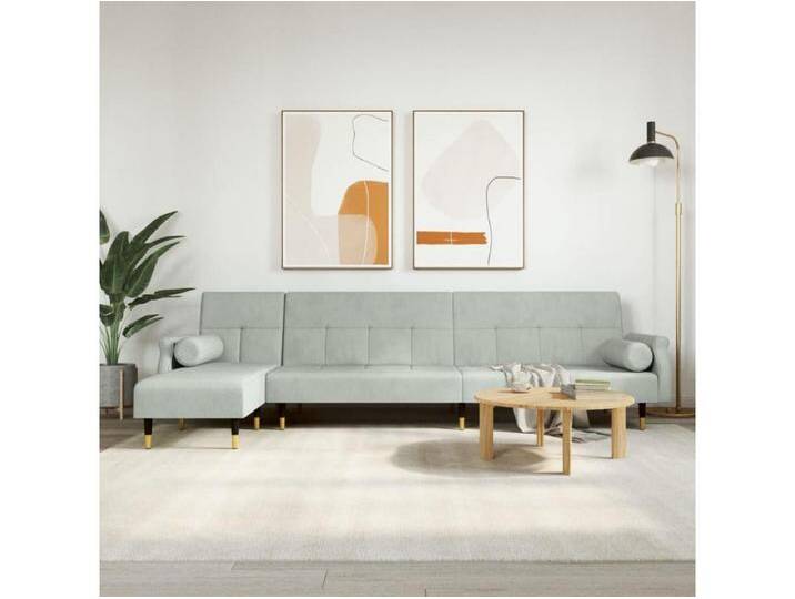 Schlafsofa in L-Form Hellgrau 271x140x70 cm Samt von Kauf-Unique Marketplace