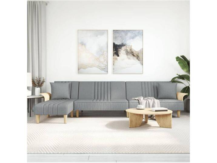 Schlafsofa in L-Form Hellgrau 279x140x70 cm Stoff Schlafsofa in L-Form Hellgrau 279x140x70 cm Stoff von Kauf-Unique Marketplace