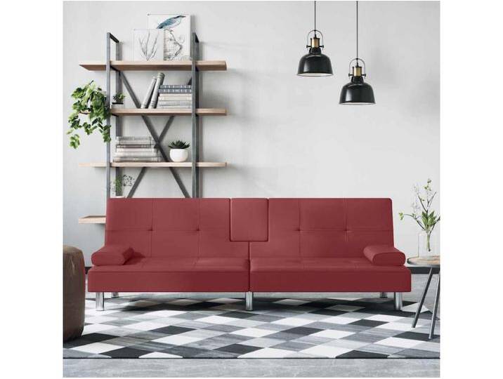 Schlafsofa mit Getränkehaltern Rot Kunstleder von Kauf-Unique Marketplace