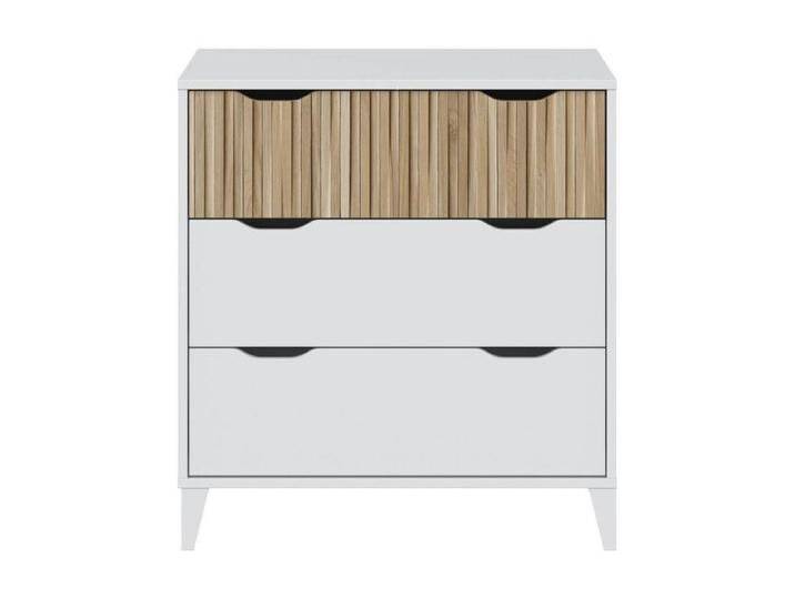 Schlafzimmerkommode, Kommode mit 3 Schubladen, Noite, modernes Schlafzimmer in Artik-Weiß und Natur-Eiche, 71 x 76 x 40 cm von Kauf-Unique Marketplace