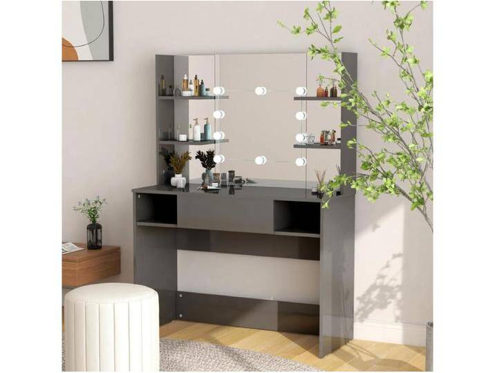 Schminktisch LED-Beleuchtung 100x40x135 cm MDF Glänzendes Grau von Kauf-Unique Marketplace
