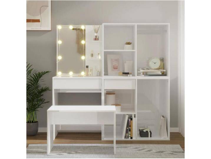 Schminktisch-Set mit LED Hochglanz-Weiß Holzwerkstoff von Kauf-Unique Marketplace