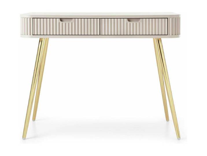 Schminktisch mit 2 Schubladen - greige mit goldenen Beinen - 110 cm - ZOVA von Kauf-Unique Marketplace