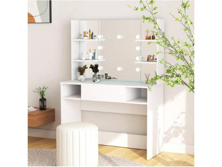 Schminktisch mit LED-Beleuchtung 100x40x135 cm MDF Weiß von Kauf-Unique Marketplace