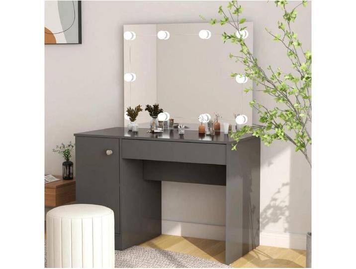 Schminktisch mit LED-Beleuchtung 110x55x145 cm MDF Grau von Kauf-Unique Marketplace