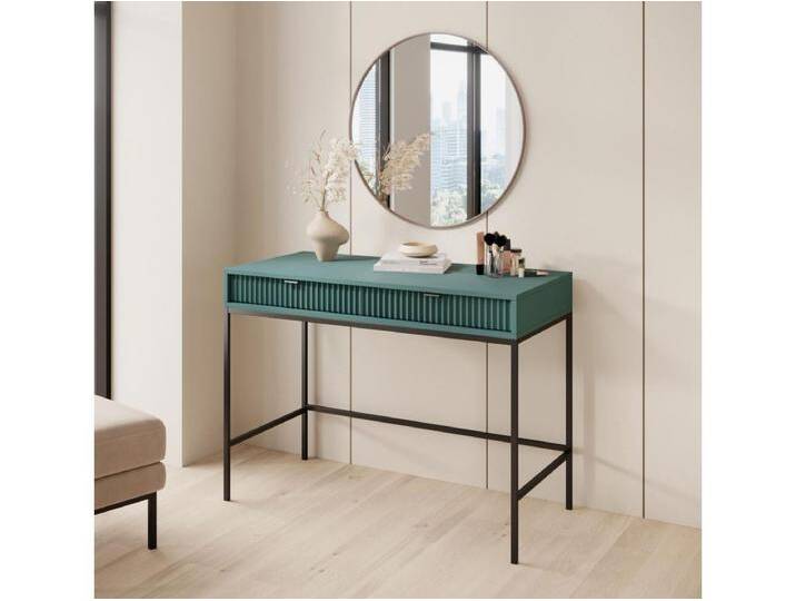 Schminktisch mit Schublade - grün mit schwarzem Gestell - 104 cm - VELLORE von Kauf-Unique Marketplace