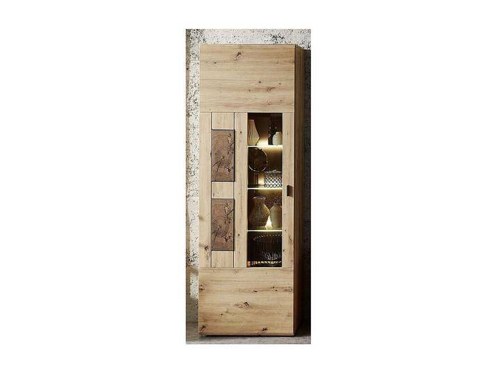 Schrank Vitrine in Wildeiche Hirnholz Optik 65 cm breit von Kauf-Unique Marketplace