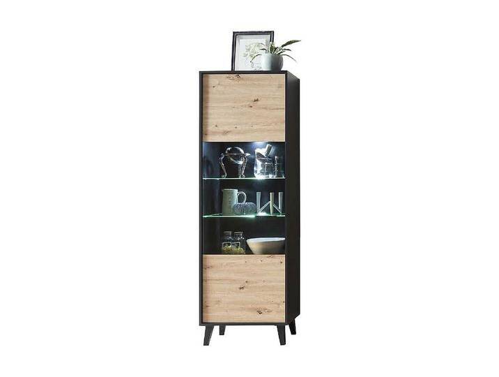 Schrank Vitrine in Wildeiche Holzoptik Schwarz von Kauf-Unique Marketplace