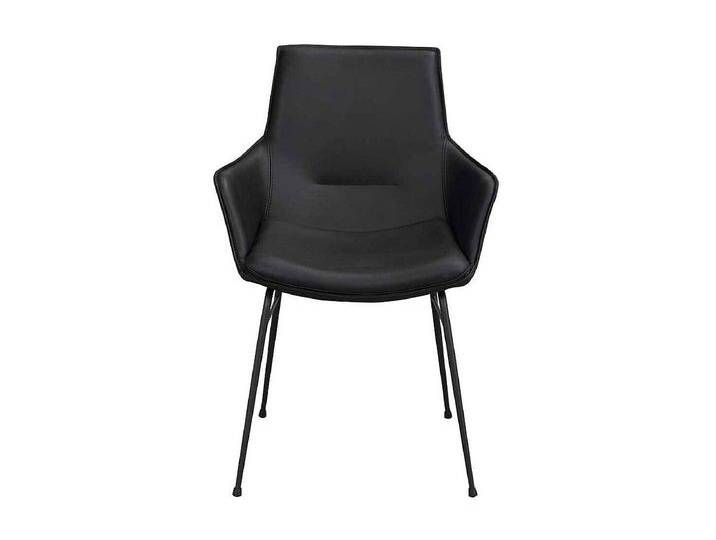 Schwarze Tischsessel aus Glattleder Gestell aus Metall (2er Set) von Kauf-Unique Marketplace