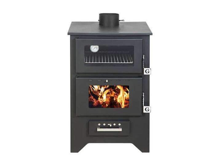 Schwarzer Holzofen mit Backofen Silvia 14,6 kW L50,5xB58,5xH90,5 von Kauf-Unique Marketplace