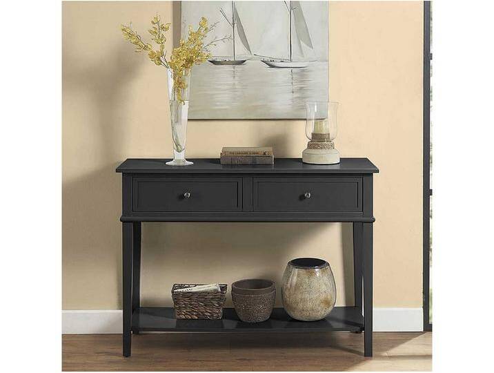 Schwarzer Konsolentisch im Landhausstil zwei Schubladen Schwarzer Konsolentisch im Landhausstil zwei Schubladen von Kauf-Unique Marketplace