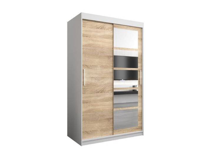 Schwebetürenschrank Roma 200/120/62 2-Türig (Weiß/Sonoma) von Kauf-Unique Marketplace