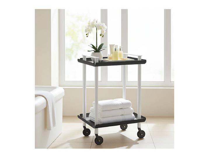 Servierwagen, Rollregal mit 2 Ebenen, Metall, weißer Rahmen, LEKY von Kauf-Unique Marketplace