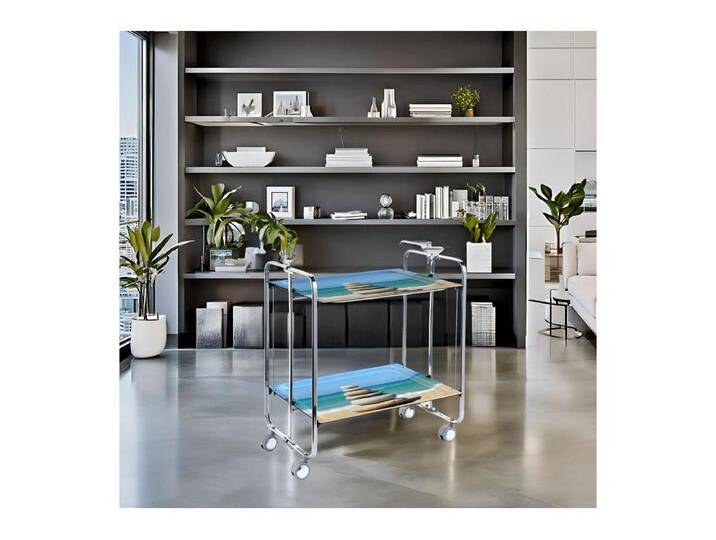 Servierwagen BAUHAUS 2 Tabletts mit verchromtem Rahmen von Kauf-Unique Marketplace