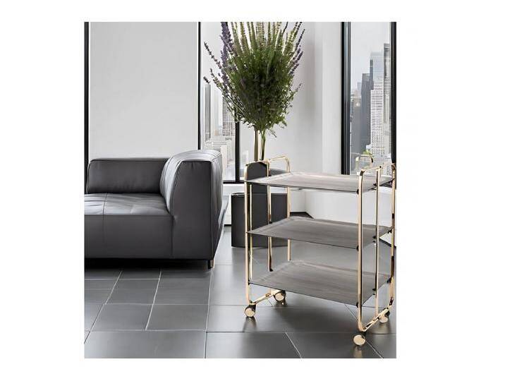 Servierwagen klappbar, BAUHAUS, 3 Böden. Goldenem rahmen von Kauf-Unique Marketplace