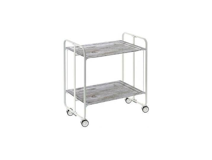 Klappbarer Servierwagen BAUHAUS mit Rollen – Metallgestell weiß, 2 Ebenen, 4 Positionen von Kauf-Unique Marketplace