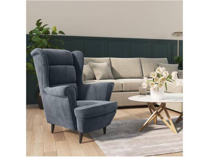 Sessel Dunkelgrau Samt von Kauf-Unique Marketplace