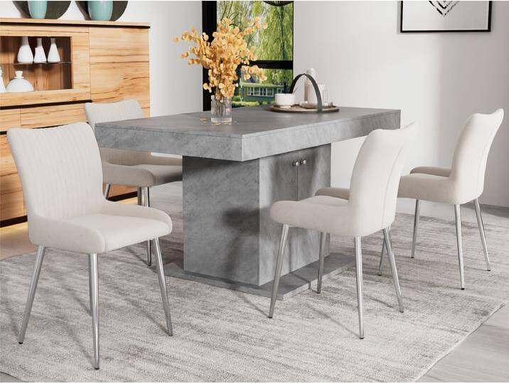 Set aus 4 Samtstühlen – mit silbernen Metallbeinen – Beige von Kauf-Unique Marketplace