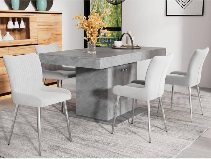 Set aus 4 Samtstühlen – mit silbernen Metallbeinen – Grau von Kauf-Unique Marketplace