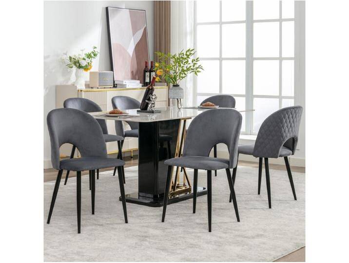 Set aus 6 Samtstühlen – verstellbare Metallbeine – mit Rückenlehne – grau Set aus 6 Samtstühlen – verstellbare Metallbeine – mit Rückenlehne – grau von Kauf-Unique Marketplace