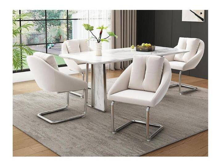 Set mit 4 Samtstühlen – Metallstruktur – Beige von Kauf-Unique Marketplace