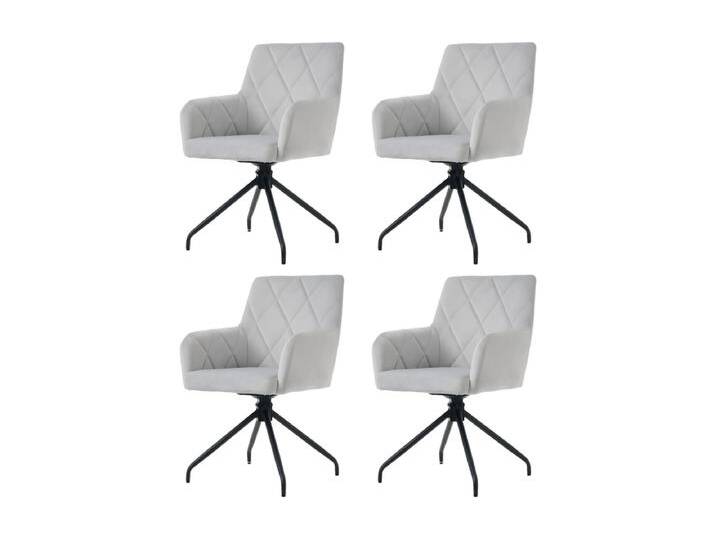 Set von 4 schwenkbaren Samtstühlen, Diamantmuster, mit Armlehnen, Lumbalunterstützung, 60 x 45 x 85 cm, Grau von Kauf-Unique Marketplace