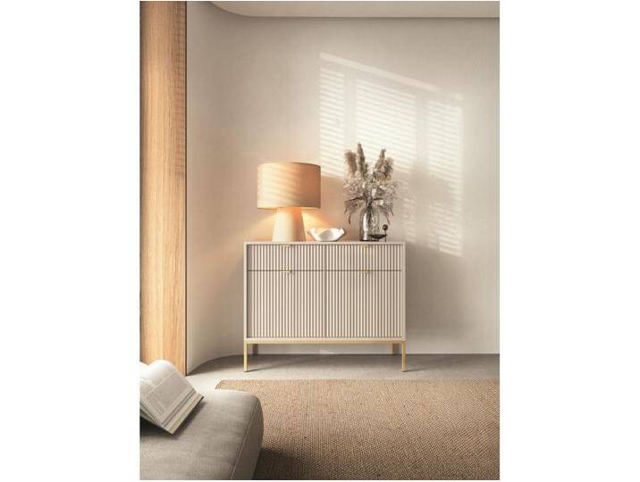 Sideboard 2-türig - Greige mit goldfarbenem Gestell - 104 cm - VELLORE von Kauf-Unique Marketplace