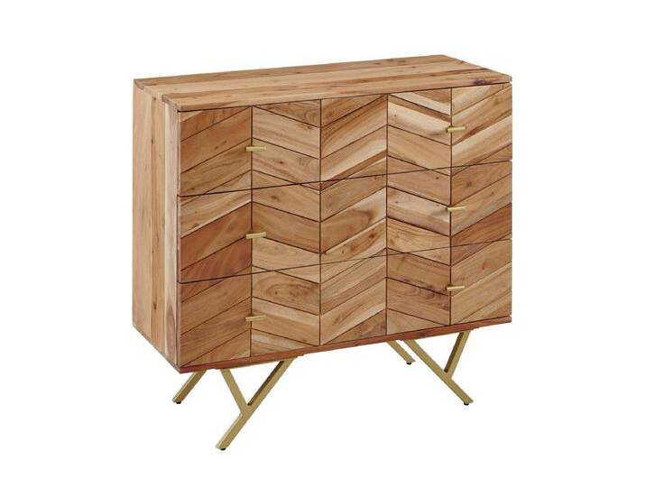 Sideboard 90x86,5x40cm Massivholz / Metall Anrichte Schubladen Kommode von Kauf-Unique Marketplace