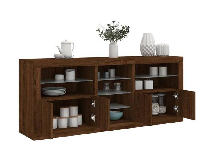 Sideboard Braun Anrichte mit LED-Leuchten Eichen-Optik 162x37x67 cm -RM56404 von Kauf-Unique Marketplace