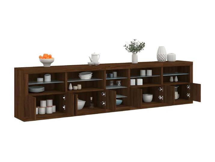 Sideboard Braun Anrichte mit LED-Leuchten Eichen-Optik 283x37x67 cm -RM36251 von Kauf-Unique Marketplace