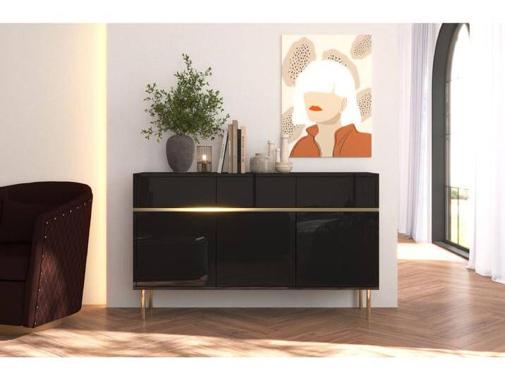 Sideboard Marika, schwarz, gold, hochglanz Sideboard Marika, schwarz, gold, hochglanz von Kauf-Unique Marketplace