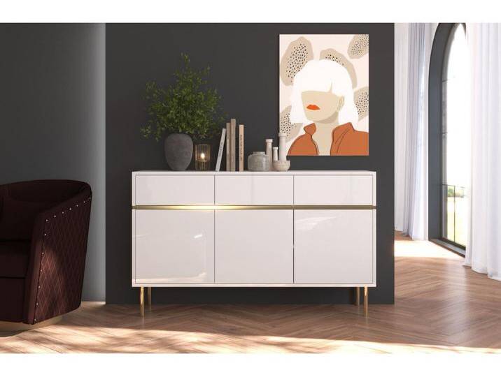 Sideboard Marika, weiß, gold, hochglanz Sideboard Marika, weiß, gold, hochglanz von Kauf-Unique Marketplace