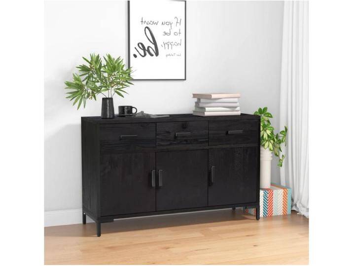 Sideboard Schwarz 110x35x70 cm Massivholz Kiefer von Kauf-Unique Marketplace