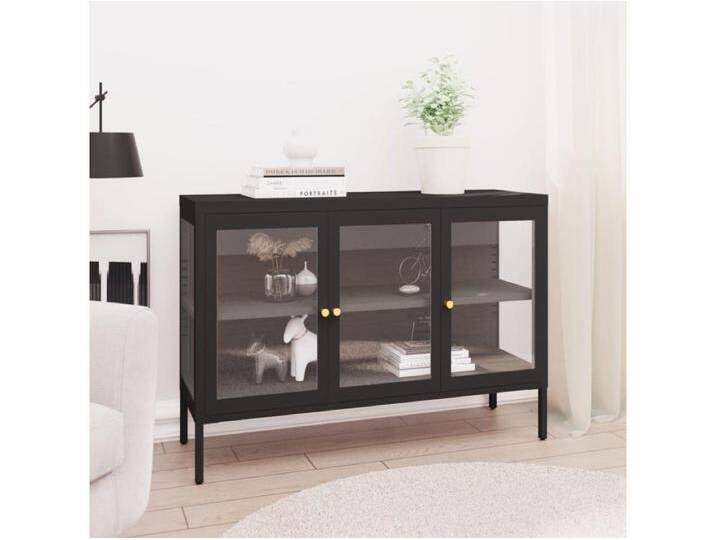 Sideboard Schwarz 70x35x70 cm Stahl und Glas von Kauf-Unique Marketplace