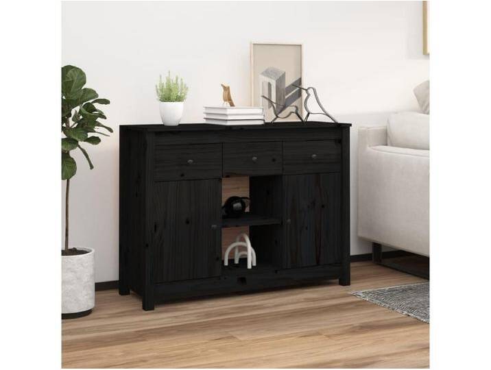 Sideboard Schwarz Anrichte 100x35x74,5 cm Massivholz Kiefer -RM37613 von Kauf-Unique Marketplace