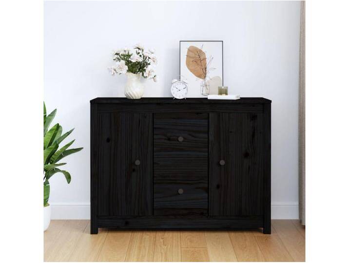 Sideboard Schwarz Anrichte 100x35x74 cm Massivholz Kiefer -RM77309 von Kauf-Unique Marketplace