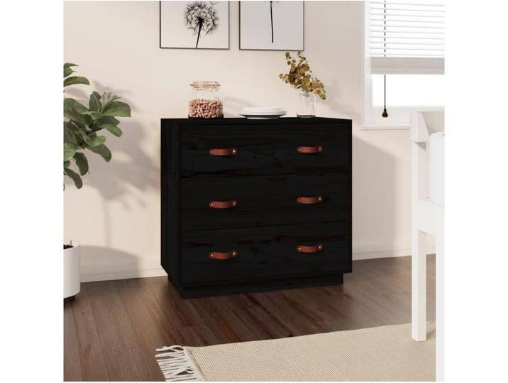 Sideboard Schwarz Anrichte 80x40x75 cm Massivholz Kiefer -RM20731 von Kauf-Unique Marketplace
