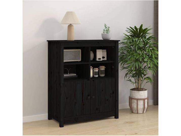 Sideboard Schwarz Anrichte 83x41,5x100 cm Massivholz Kiefer -RM17929 von Kauf-Unique Marketplace