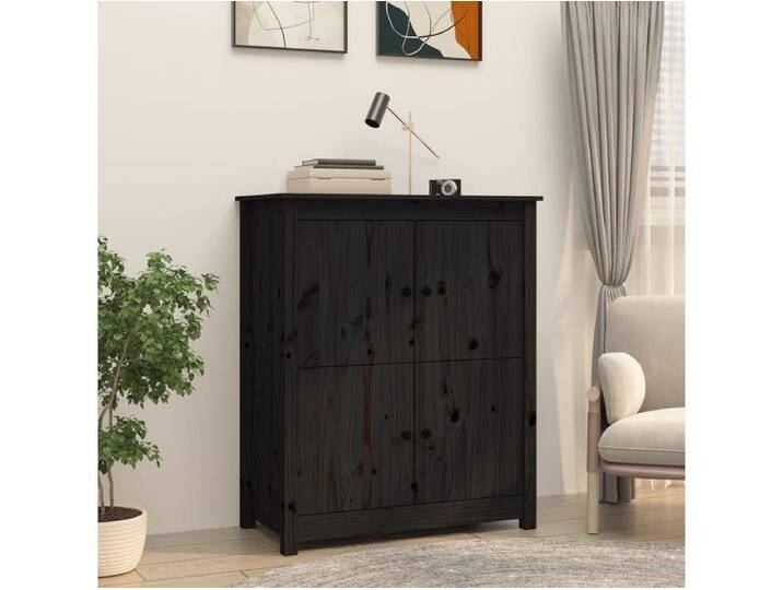 Sideboard Schwarz Anrichte 83x41,5x100 cm Massivholz Kiefer -RM49780 von Kauf-Unique Marketplace