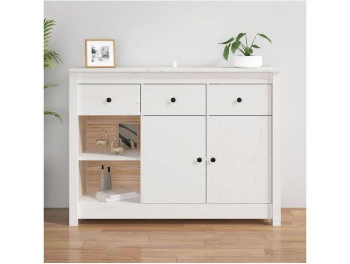 Sideboard Weiß Anrichte 100x35x74 cm Massivholz Kiefer -RM15602 von Kauf-Unique Marketplace