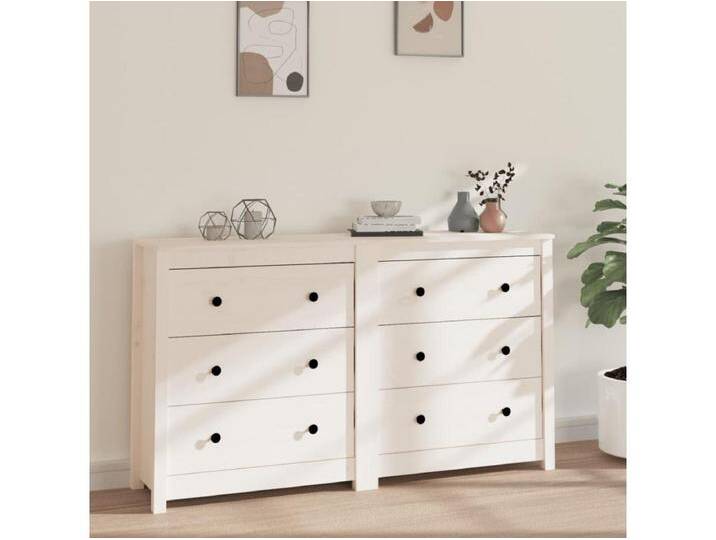 Sideboard Weiß Anrichte 140x35x80 cm Massivholz Kiefer -RM76744 von Kauf-Unique Marketplace