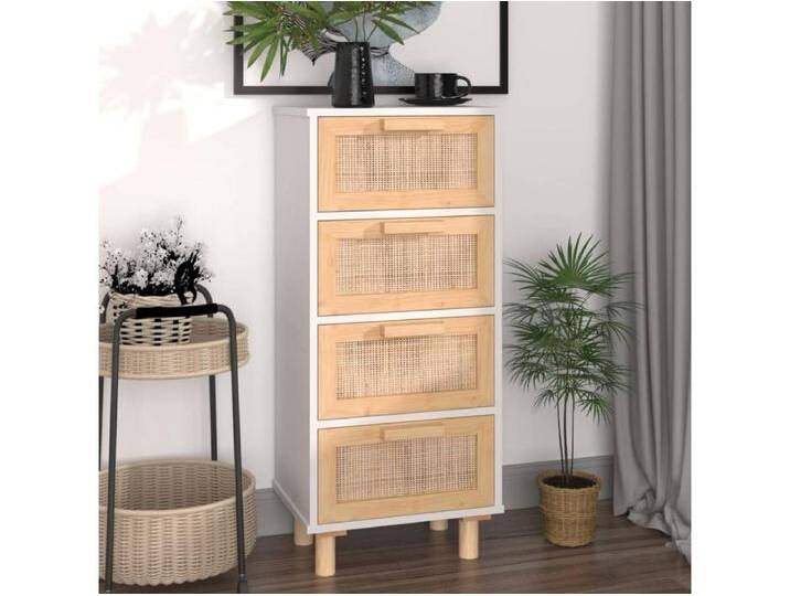 Sideboard Weiß Anrichte 40x30x90 cm Massivholz Kiefer und Natur-Rattan -RM77187 Sideboard Weiß Anrichte 40x30x90 cm Massivholz Kiefer und Natur-Rattan -RM77187 von Kauf-Unique Marketplace