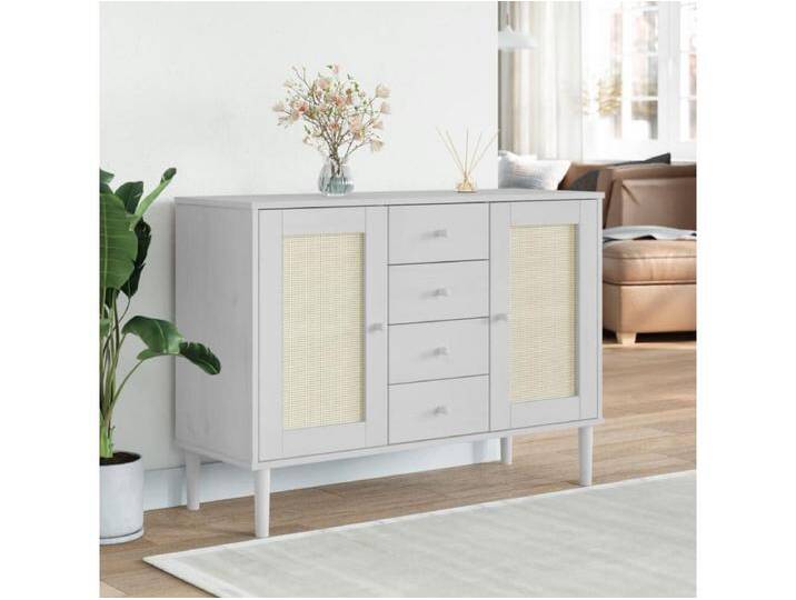Sideboard Weiß Anrichte SENJA Rattan-Optik 112x40x80 cm Kiefernholz -RM47843 Sideboard Weiß Anrichte SENJA Rattan-Optik 112x40x80 cm Kiefernholz -RM47843 von Kauf-Unique Marketplace