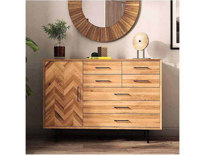 Sideboard aus Wildeiche Massivholz Vierfußgestell aus Metall von Kauf-Unique Marketplace