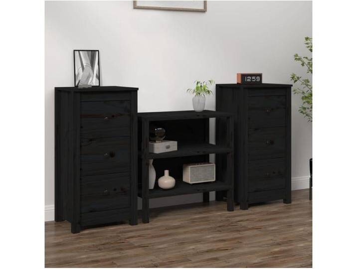 Sideboards Schwarz im 2er-Set Anrichten 40x35x80 cm Massivholz Kiefer -RM65796 von Kauf-Unique Marketplace