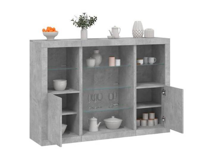 Sideboards mit LED-Leuchten 3 Stk. Betongrau Holzwerkstoff von Kauf-Unique Marketplace