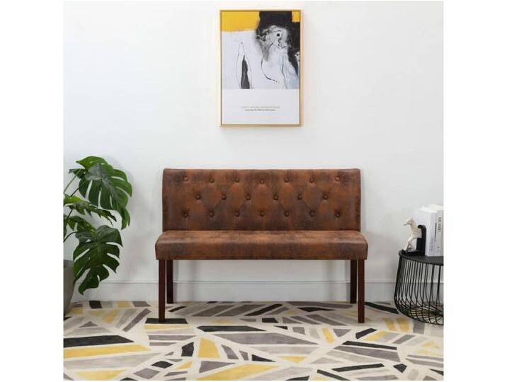 Sitzbank 120 cm Braun Wildleder-Optik von Kauf-Unique Marketplace