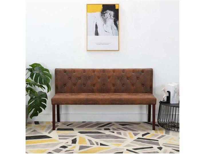 Sitzbank 148,5 cm Braun Wildleder-Optik von Kauf-Unique Marketplace