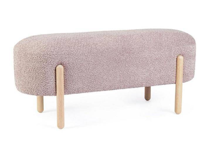 Sitzbank aus Bouclé-Stoff, antikrosa, Beine aus Gummiholz - DAYLA von Kauf-Unique Marketplace