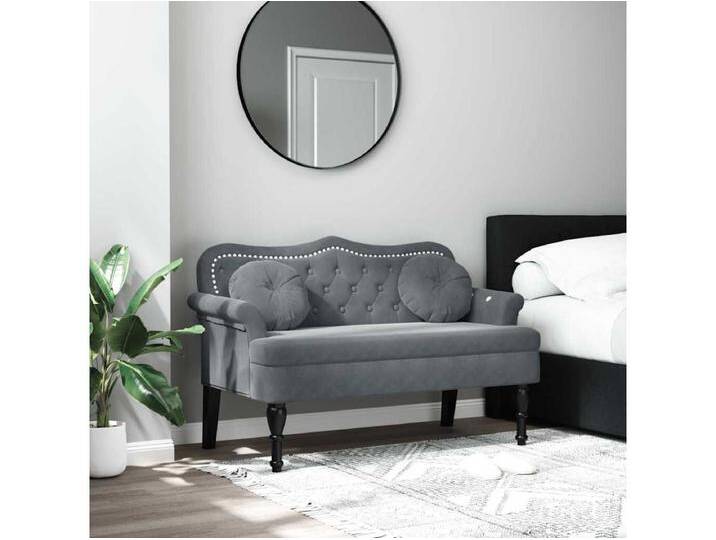 Sitzbank mit Kissen Dunkelgrau 120,5x65x75 cm Samt von Kauf-Unique Marketplace